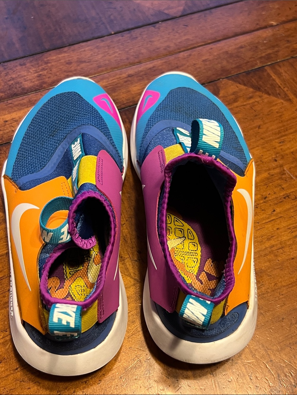 Nike Kids Slip-On Sneakers in Teal, Pink, Orange - Picture 3 of 9